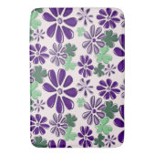 Whimsical Groene en Paarse Klaver & Flower Doodle Badmat (Voorkant Verticaal)