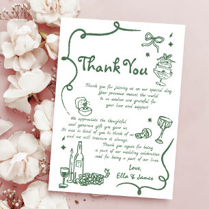 Whimsical Groene Hand Getrokken Bruiloft Kaart