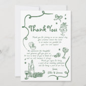 Whimsical Groene Hand Getrokken Bruiloft Kaart (Voorkant)