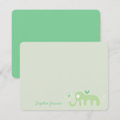 Whimsical Groene Olifant Liefde Jongen Meisje Baby Bedankkaart (Voorkant / Achterkant)