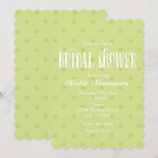Whimsical Groene Polka BRIDAL DOUCHE Uitnodiging (Voorkant / Achterkant)