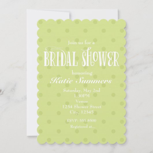 Whimsical groene polka BRUIDSSHOWER Uitnodiging (Voorkant)