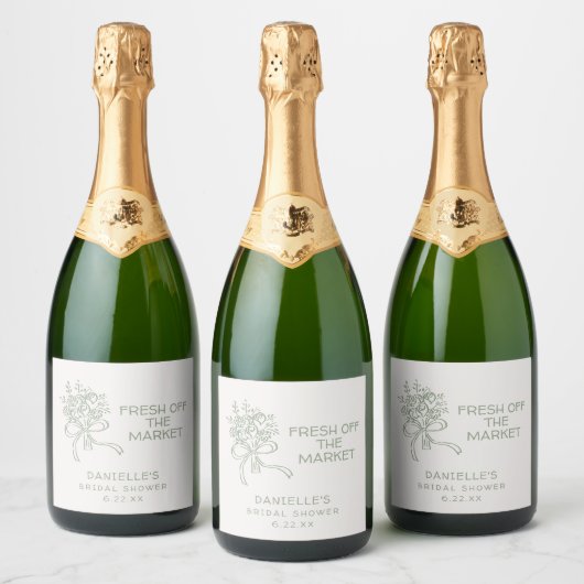 Whimsical Groene Verse Fris Van De Markt Bruidsbor Sparkling Wijnetiket (Flessen)