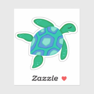 Whimsical Groene Zeeen Schildpad Sticker
