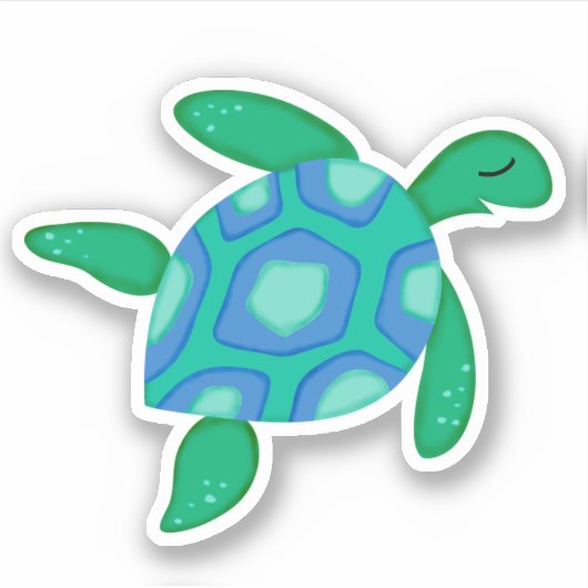 Whimsical Groene Zeeen Schildpad Sticker (Voorkant)