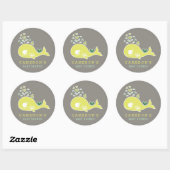 Whimsical Groene Zwangere Mama Walvis Baby shower Ronde Sticker (Vel)