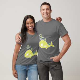 Whimsical groene zwangere walvis met tweelingbaby' t-shirt