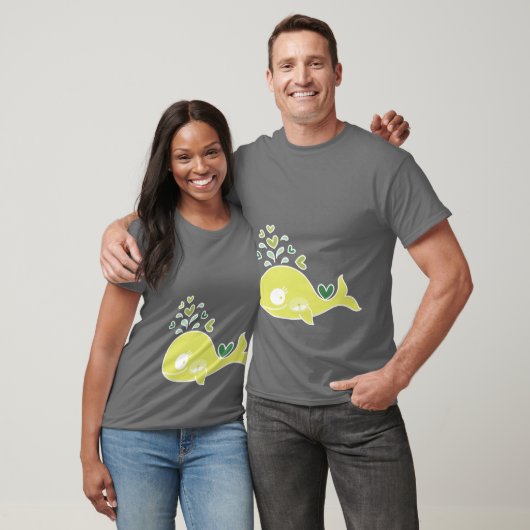 Whimsical groene zwangere walvis met tweelingbaby' t-shirt (Unisex)