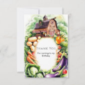 Whimsical Groenten Boeren Markt Verjaardag Bedankkaart (Voorkant)