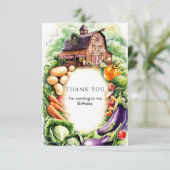 Whimsical Groenten Boeren Markt Verjaardag Bedankkaart (Staand voorkant)