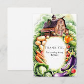 Whimsical Groenten Boeren Markt Verjaardag Bedankkaart (Voorkant / Achterkant)