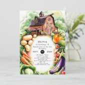 Whimsical Groenten Boeren Markt Verjaardag Kaart (Staand voorkant)