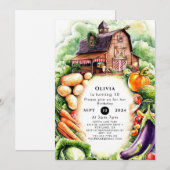 Whimsical Groenten Boeren Markt Verjaardag Kaart (Voorkant / Achterkant)