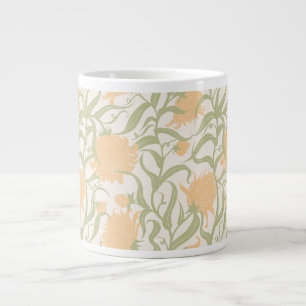 Whimsical grote bloemen bruin vintage koffiekop