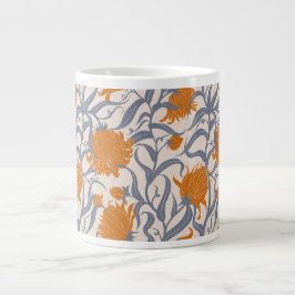 Whimsical grote bloemen bruin vintage koffiekop