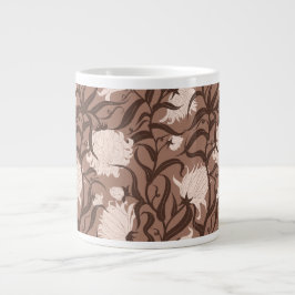 Whimsical grote bloemen bruin vintage koffiekop
