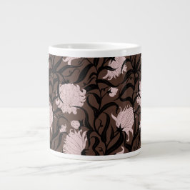 Whimsical grote bloemen bruin vintage koffiekop