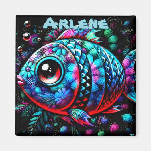 Whimsical Grote-Ogen Vis Nautilus Gepersonaliseerd Magneet (Voorkant)