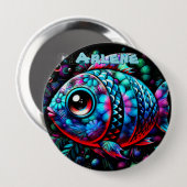 Whimsical Grote-Ogen Vis Nautilus Gepersonaliseerd Ronde Button 4,0 Cm (Voorkant /achterkant)