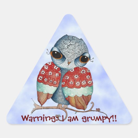 Whimsical Grumpy Owl Grappige Stickers (Voorkant)