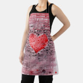 Whimsical Grunge Rode Hart Charcoal Stippen Schort (Insitu)