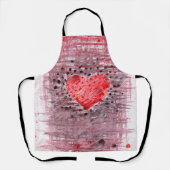 Whimsical Grunge Rode Hart Charcoal Stippen Schort (Voorkant)