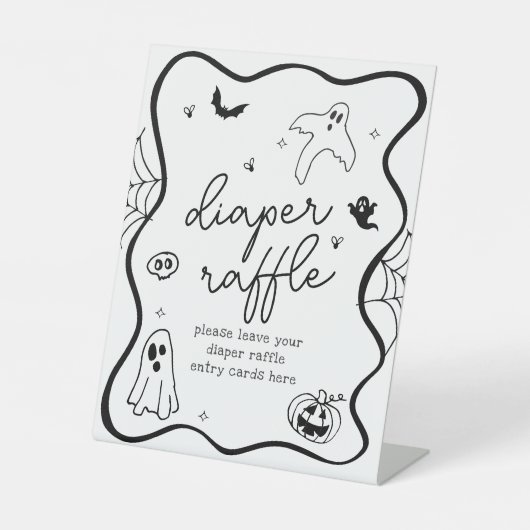 Whimsical Halloween Baby shower Luier Raffle Reclamebord Met Voetstuk (Voorkant)