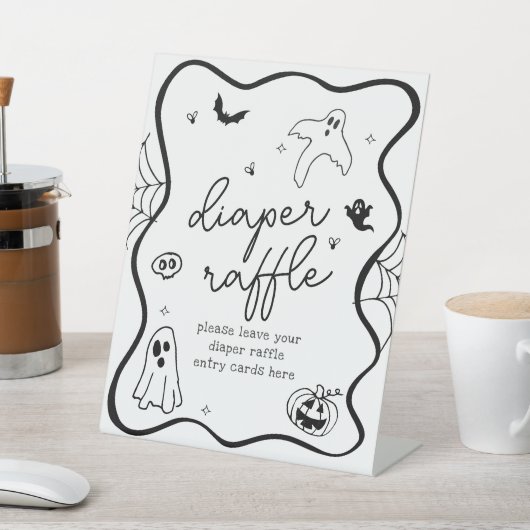 Whimsical Halloween Baby shower Luier Raffle Reclamebord Met Voetstuk (Insitu)