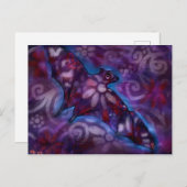 Whimsical Halloween Bat Abstract Paarse Blauw Briefkaart (Voorkant / Achterkant)