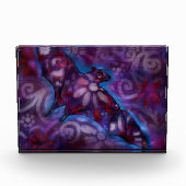 Whimsical Halloween Bat Abstract Paarse Blauw Fotoblokken (Voorkant)