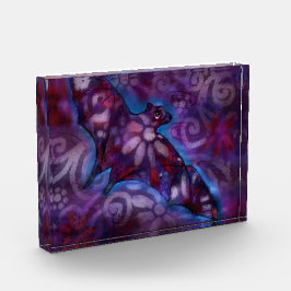 Whimsical Halloween Bat Abstract Paarse Blauw Fotoblokken
