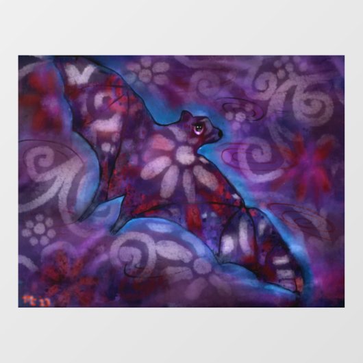 Whimsical Halloween Bat Abstract Paarse Blauw Raamsticker (Vel)