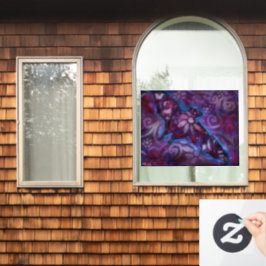 Whimsical Halloween Bat Abstract Paarse Blauw Raamsticker