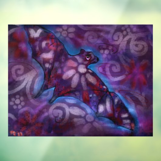 Whimsical Halloween Bat Abstract Paarse Blauw Raamsticker (Vel 3)