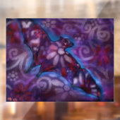 Whimsical Halloween Bat Abstract Paarse Blauw Raamsticker (Vel 2)