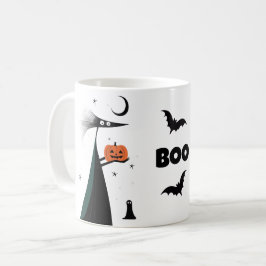 Whimsical Halloween 'BOO!' met Spooky karakter Koffiemok