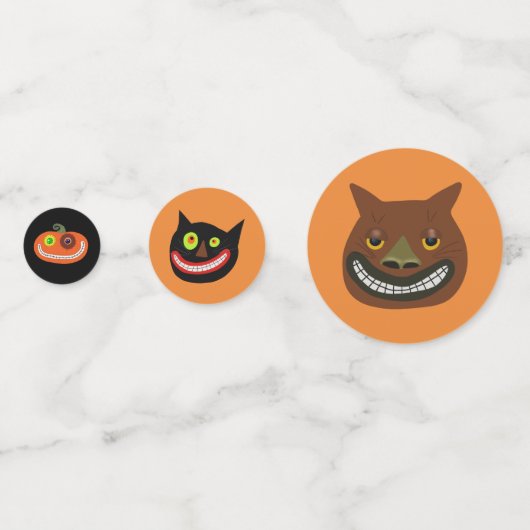 Whimsical Halloween Cats | Oranje sterren Confetti (Voorkanten)
