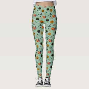 Whimsical Halloween Design Leggings, Pomkins Bats Leggings