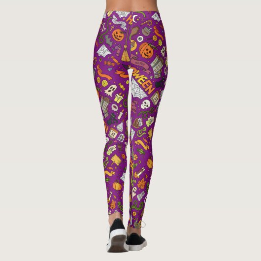 Whimsical Halloween Design op paarse Leggings (Achterkant)