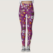 Whimsical Halloween Design op paarse Leggings (Voorkant)
