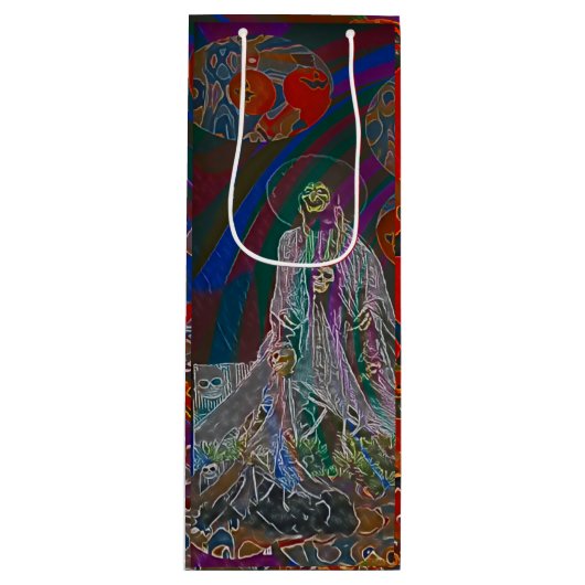 Whimsical Halloween Dreams Wijn Cadeautas (Voorkant)