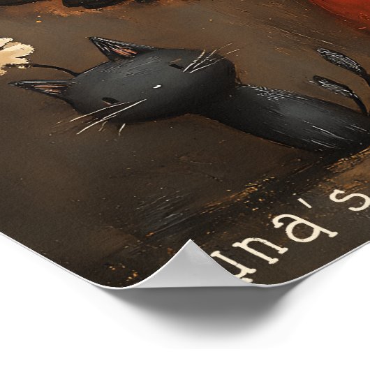 Whimsical Halloween Fairy & Cats gepersonaliseerde Poster (Hoek)