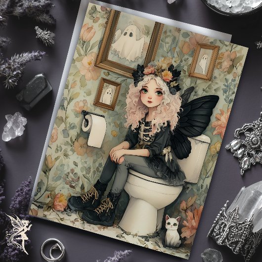 Whimsical Halloween Fairy en Cat Decoupage Tissuepapier