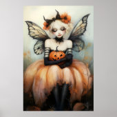 Whimsical Halloween Fairy met Pumpkin Fantasy Art Poster (Voorkant)