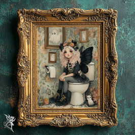 Whimsical Halloween Fairy op het toilet met spookk Poster