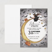 Whimsical Halloween-feestuitnodiging – Bewerkbaar Kaart (Voorkant / Achterkant)