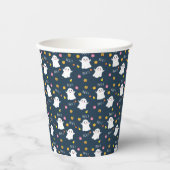 Whimsical Halloween Geesten Patroon Donkerblauw Papieren Bekers (Voorkant)