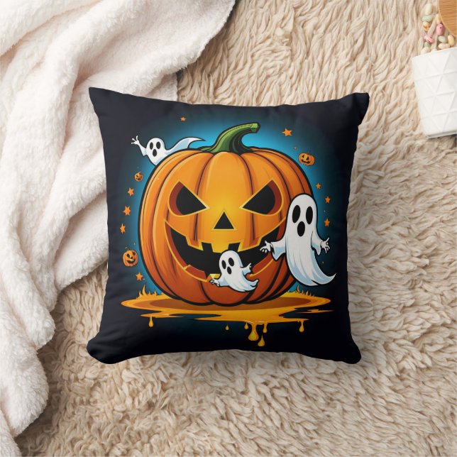 Whimsical Halloween geesten rond een spookachtige  Kussen (Deken)