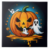 Whimsical Halloween geesten rond een spookachtige Tegeltje (Voorkant)