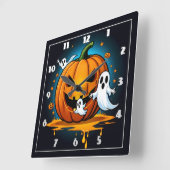 Whimsical Halloween geesten rond een spookachtige  Vierkante Klok (Hoek)